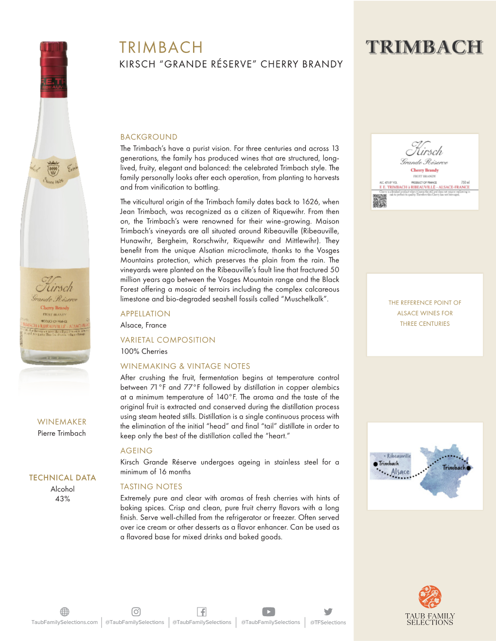 Trimbach Kirsch “Grande Réserve” Cherry Brandy