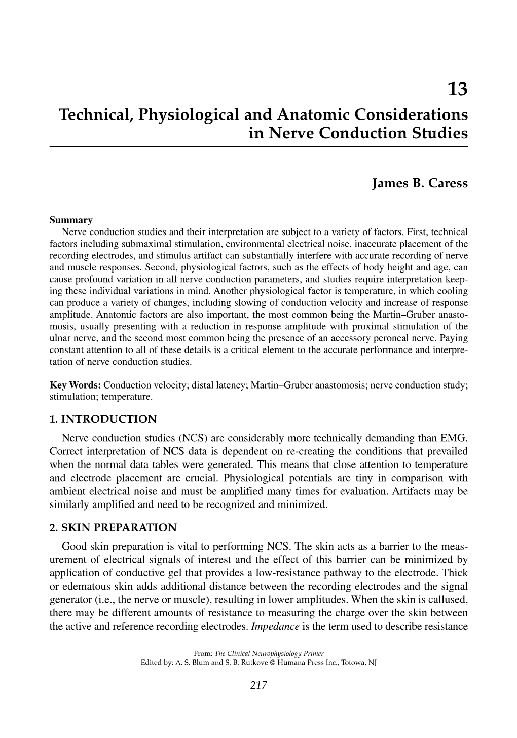 Technical, Physiological and Anatomic Considerations in Nerve Conduction Studies
