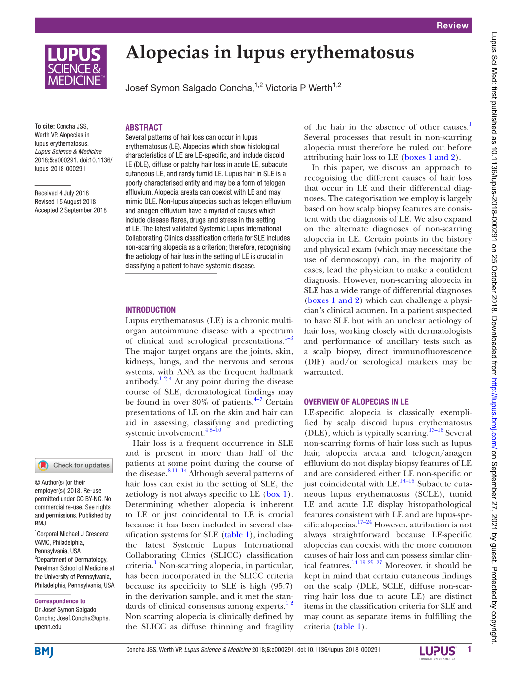 Alopecias in Lupus Erythematosus