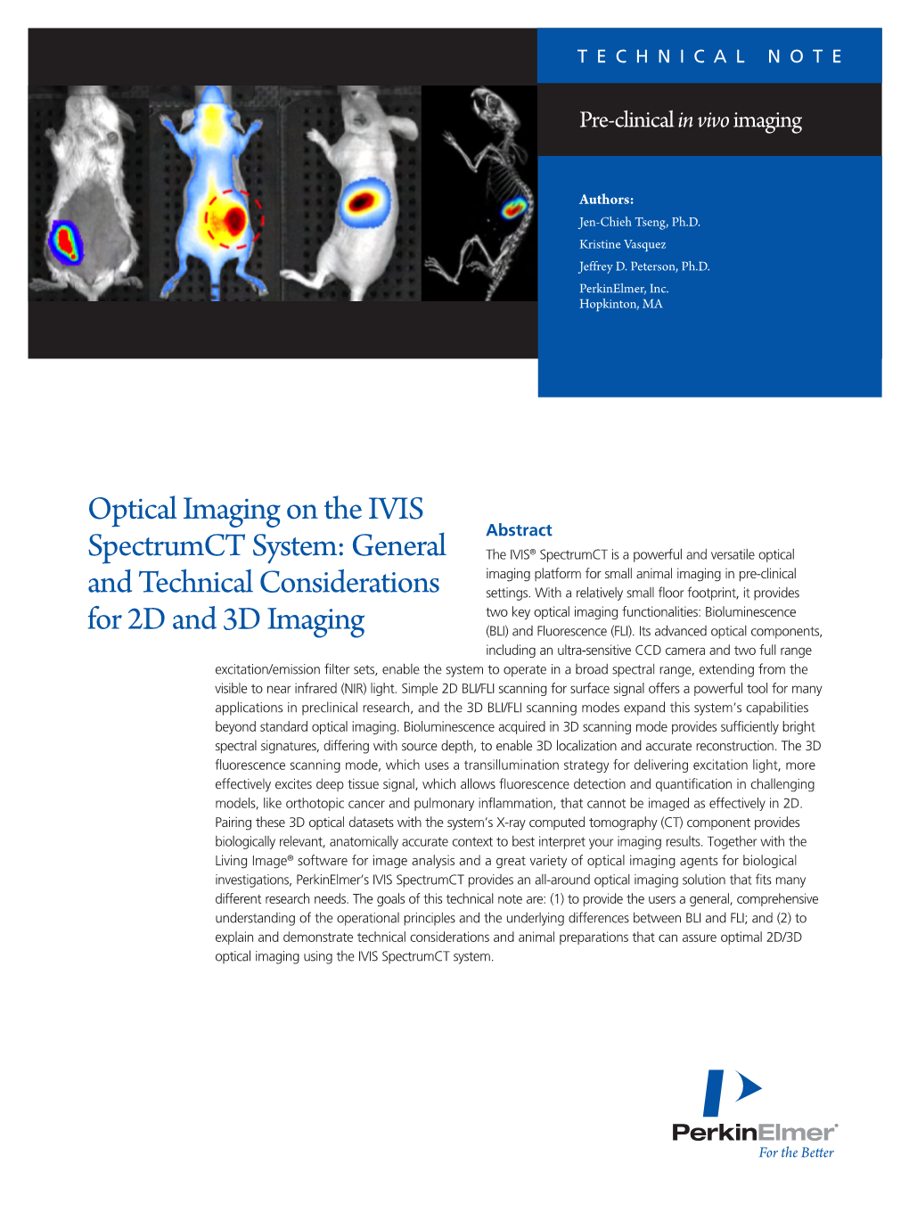 Optical Imaging on the IVIS Spectrumct System