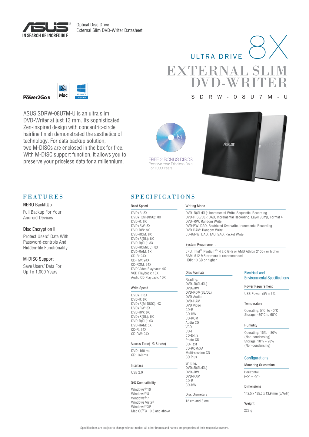 External Slim DVD-Writer Datasheet