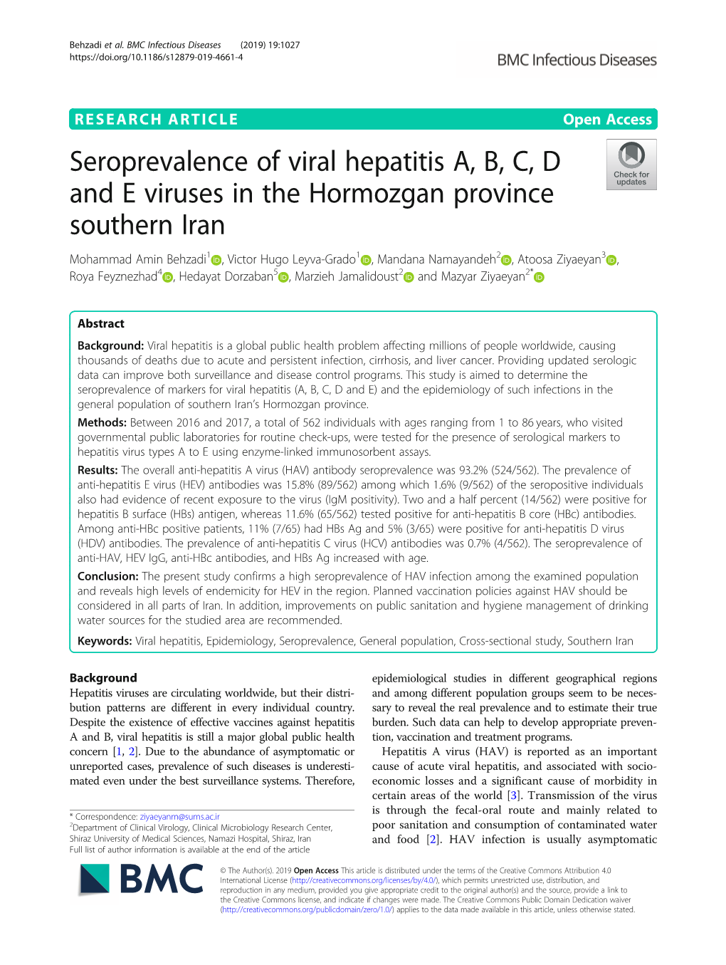 Seroprevalence of Viral Hepatitis A, B, C, D and E Viruses in The