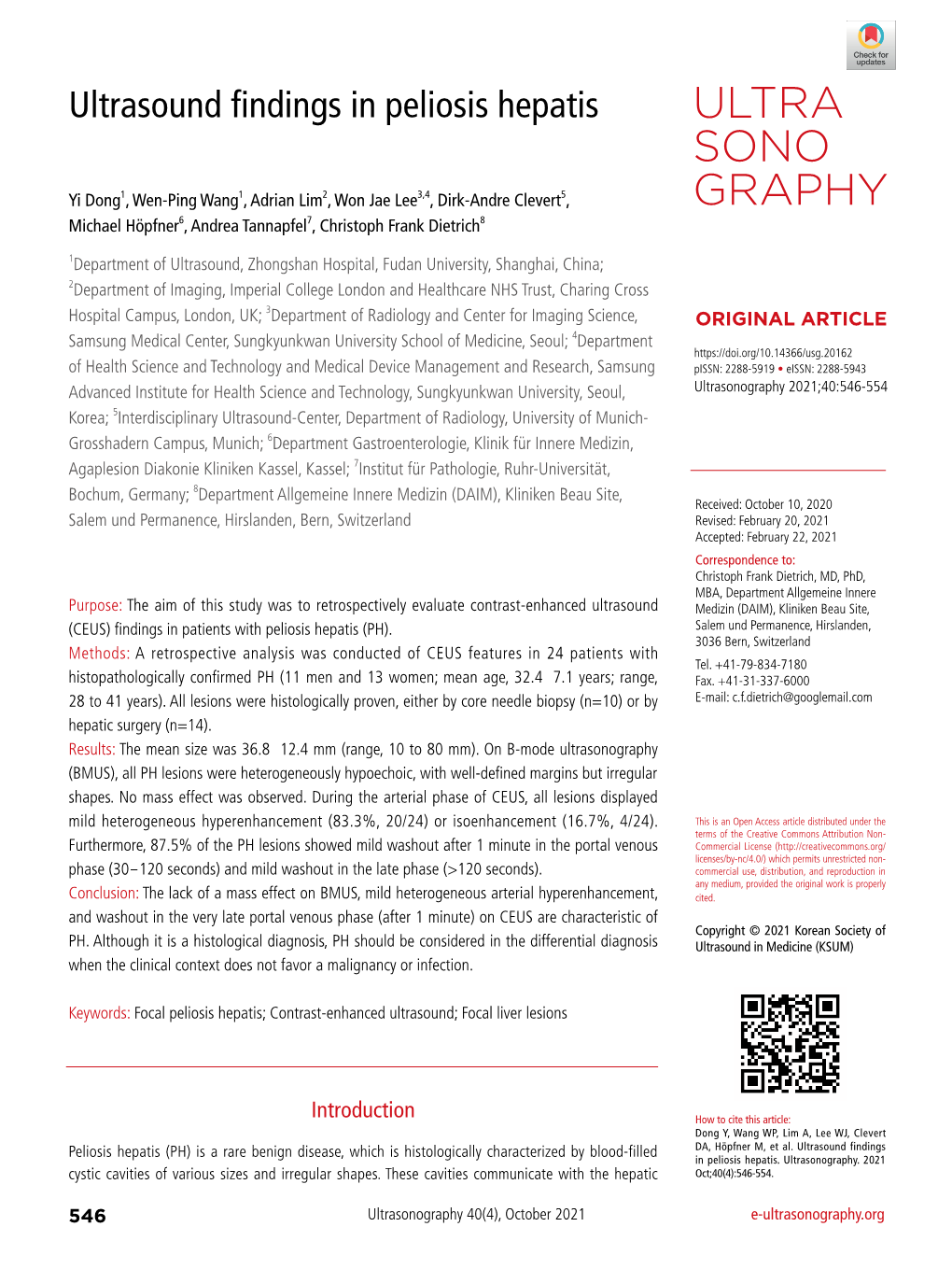 Ultrasound Findings in Peliosis Hepatis