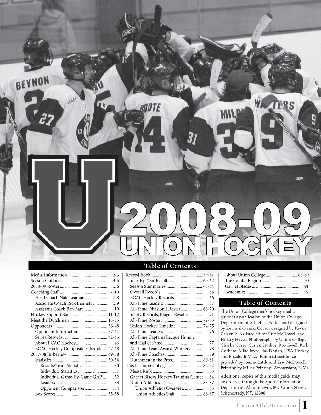 UNION HOCKEY Table of Contents Media Information