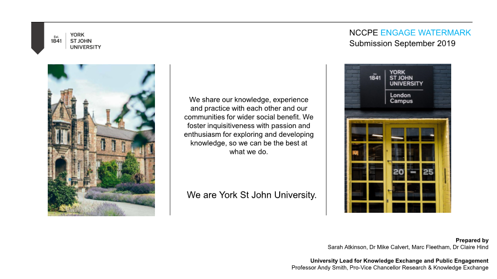 York St John University NCCPE Submission
