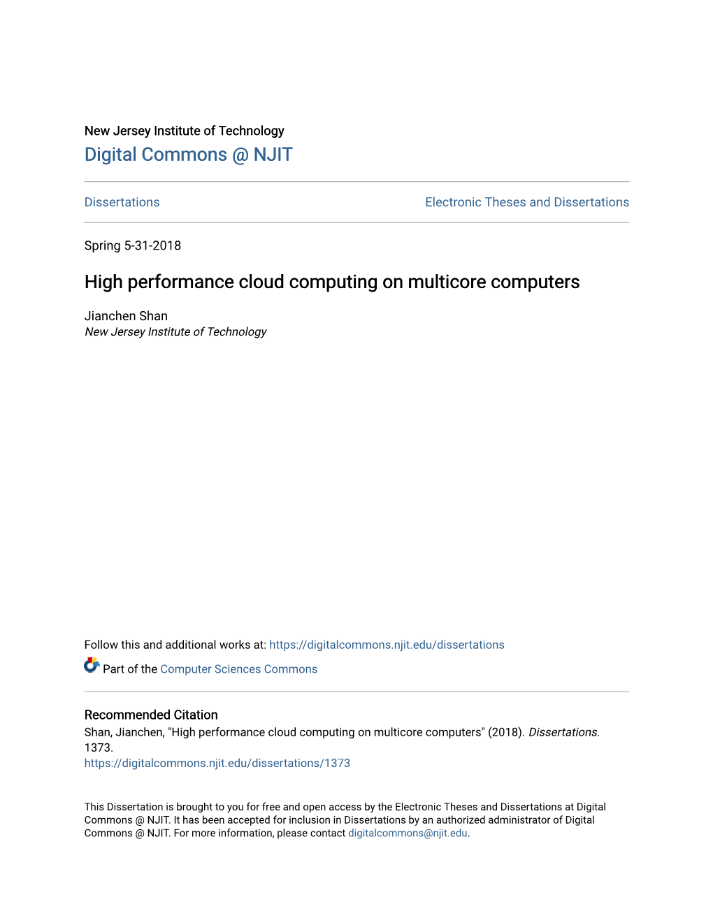 High Performance Cloud Computing on Multicore Computers