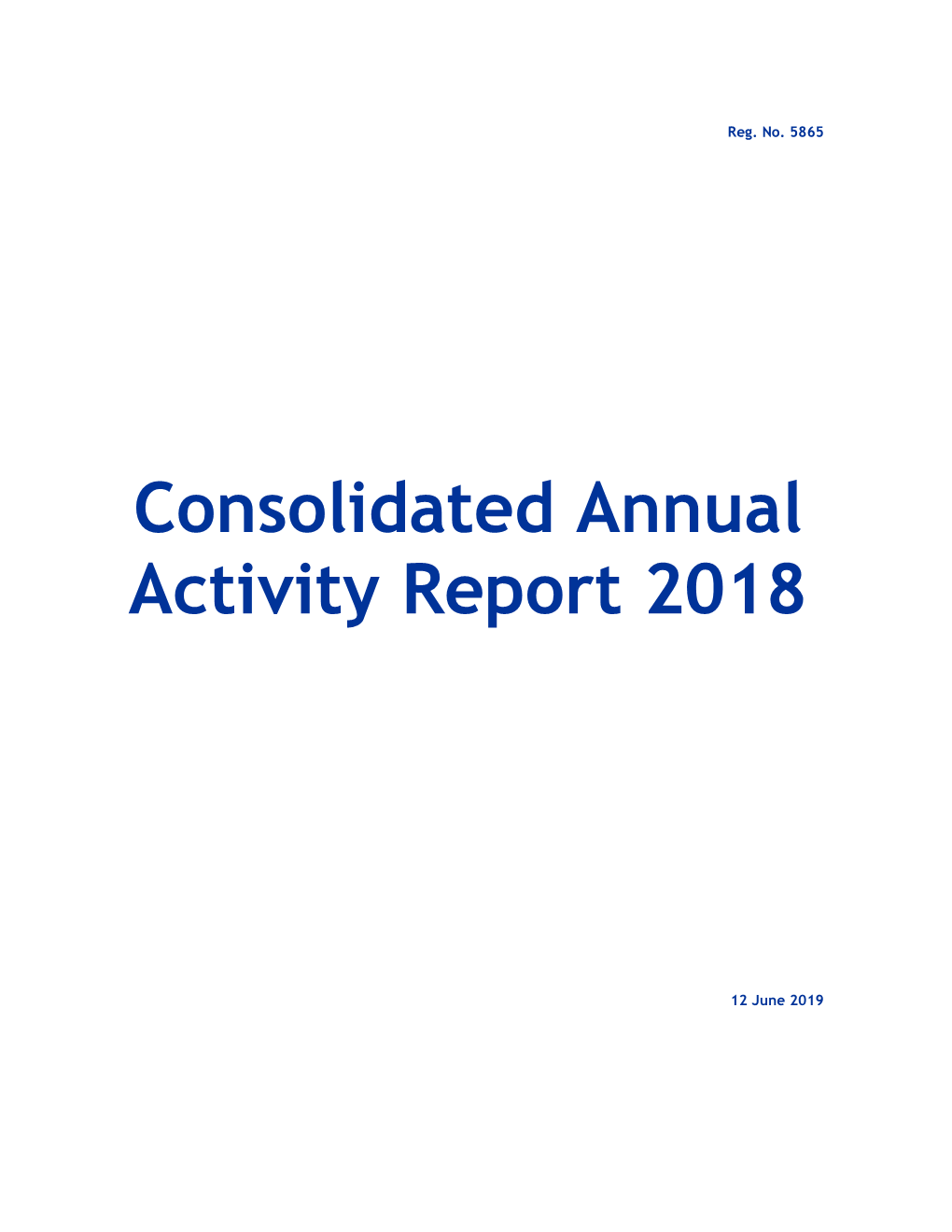 Consolidated Annual Activity Report 2018