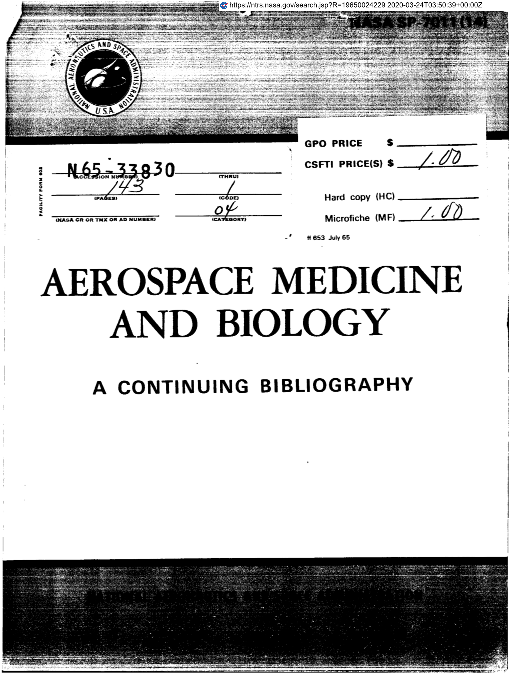 Aerospace Medicine and Biology