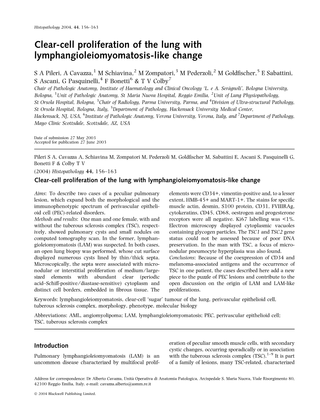 Clear-Cell Proliferation of the Lung with Lymphangioleiomyomatosis-Like Change