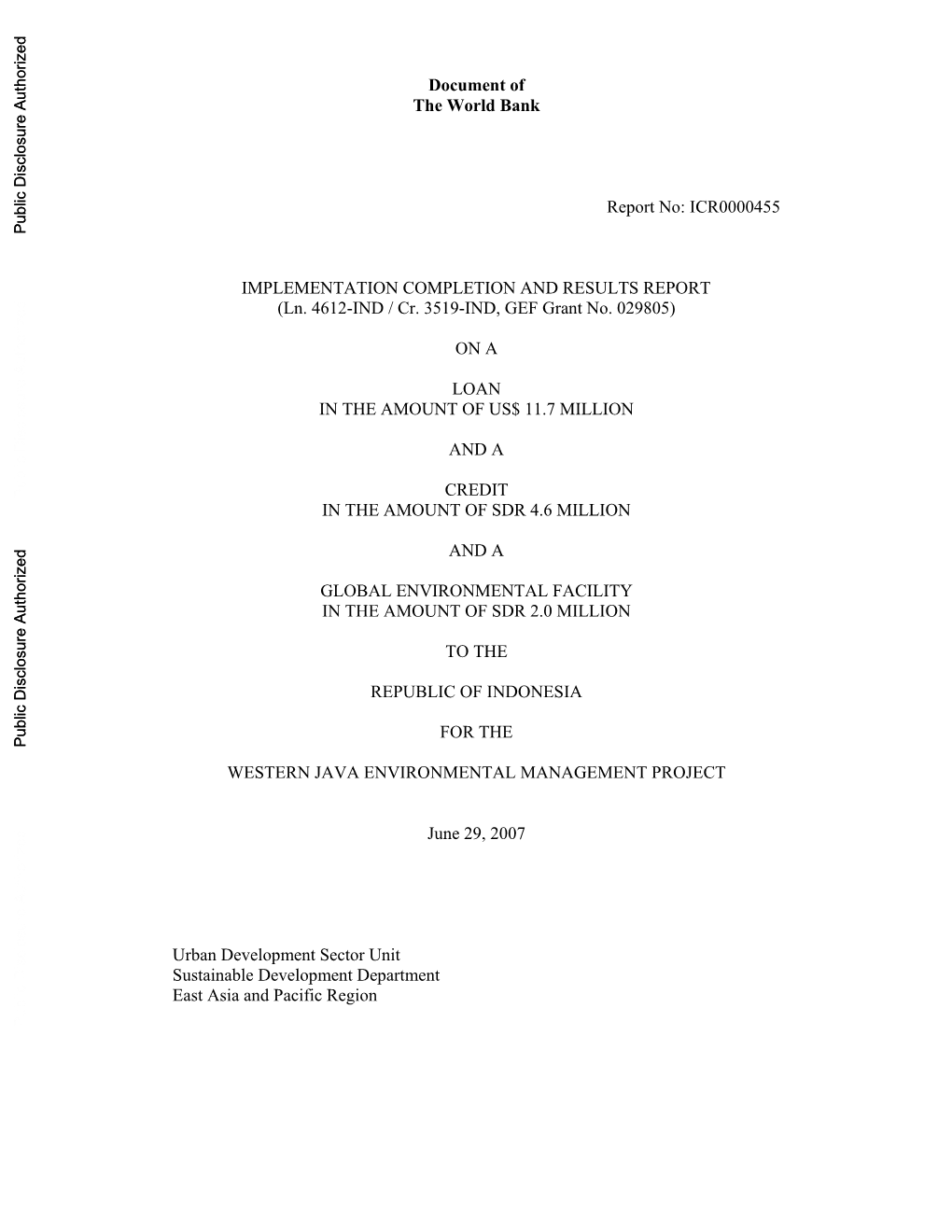 World Bank Document