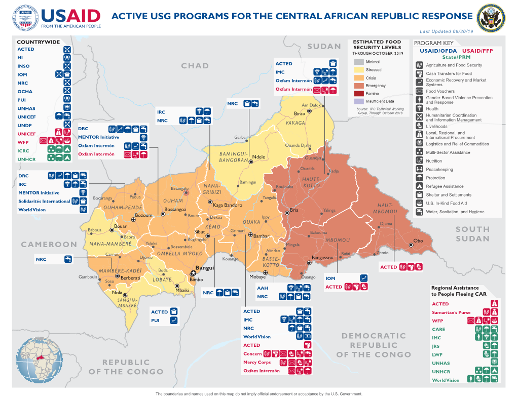 09.30.19 Active USG Humanitarian Programs in Central African Republic