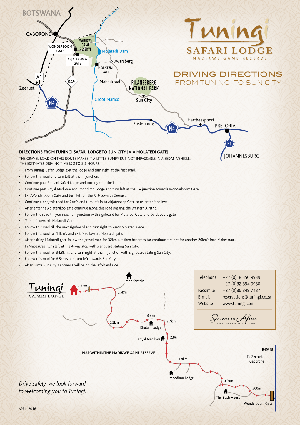 Directions from Tuningi to Sun City