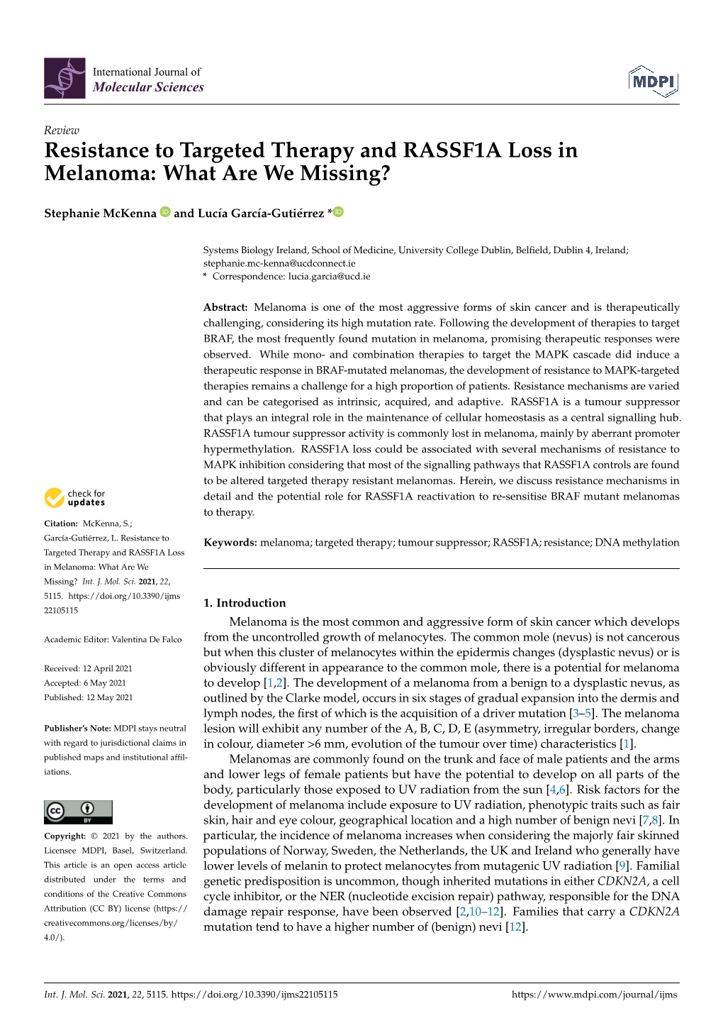 Resistance to Targeted Therapy and RASSF1A Loss in Melanoma: What Are We Missing?