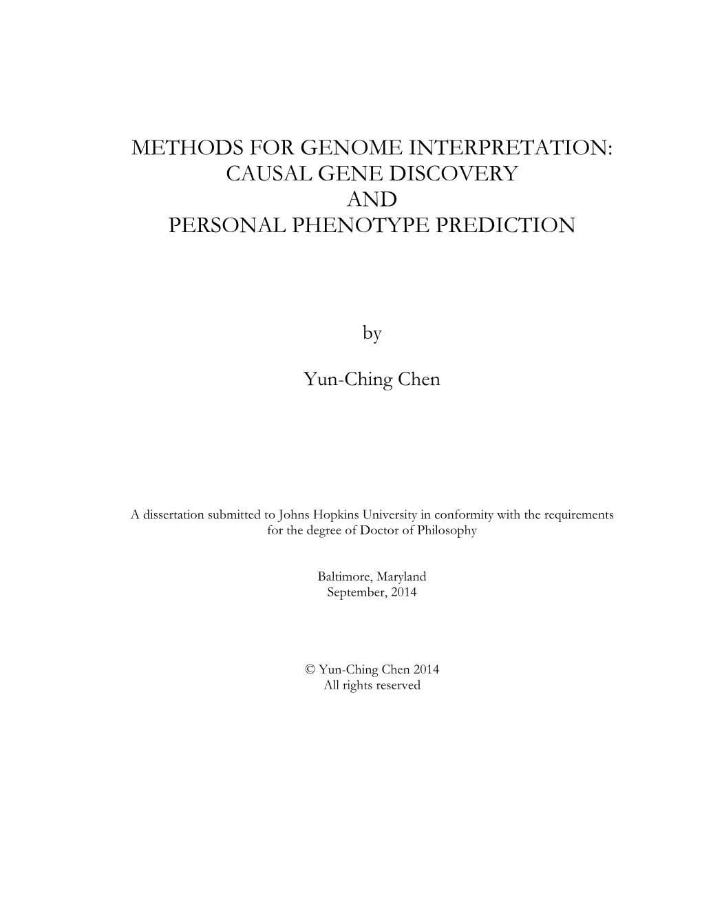 Methods for Genome Interpretation: Causal Gene Discovery and Personal Phenotype Prediction