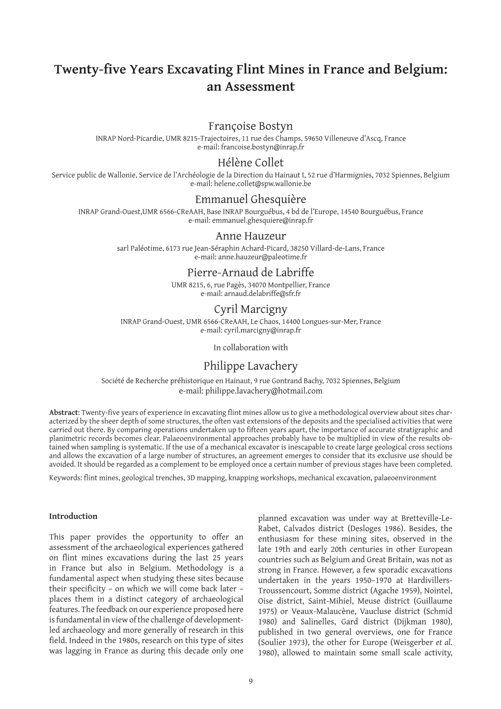 Twenty-Five Years Excavating Flint Mines in France and Belgium: an Assessment