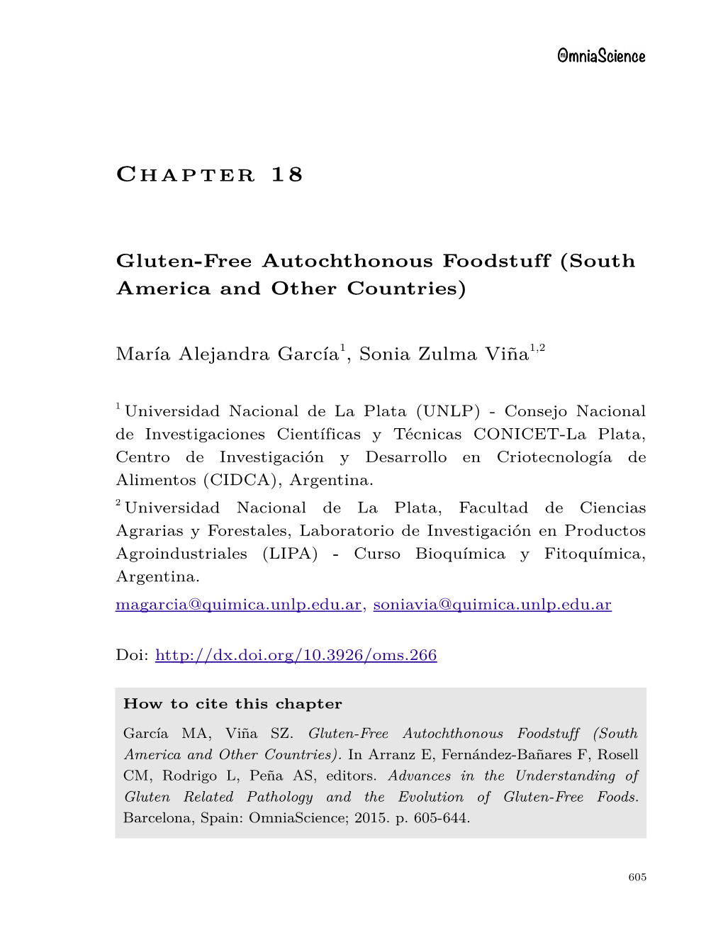 Gluten-Free Autochthonous Foodstuff (South America and Other Countries)