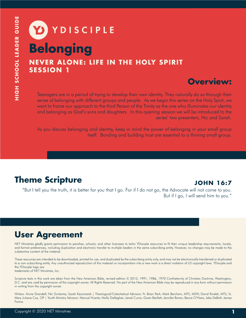 Belonging NEVER ALONE: LIFE in the HOLY SPIRIT SESSION 1 Overview