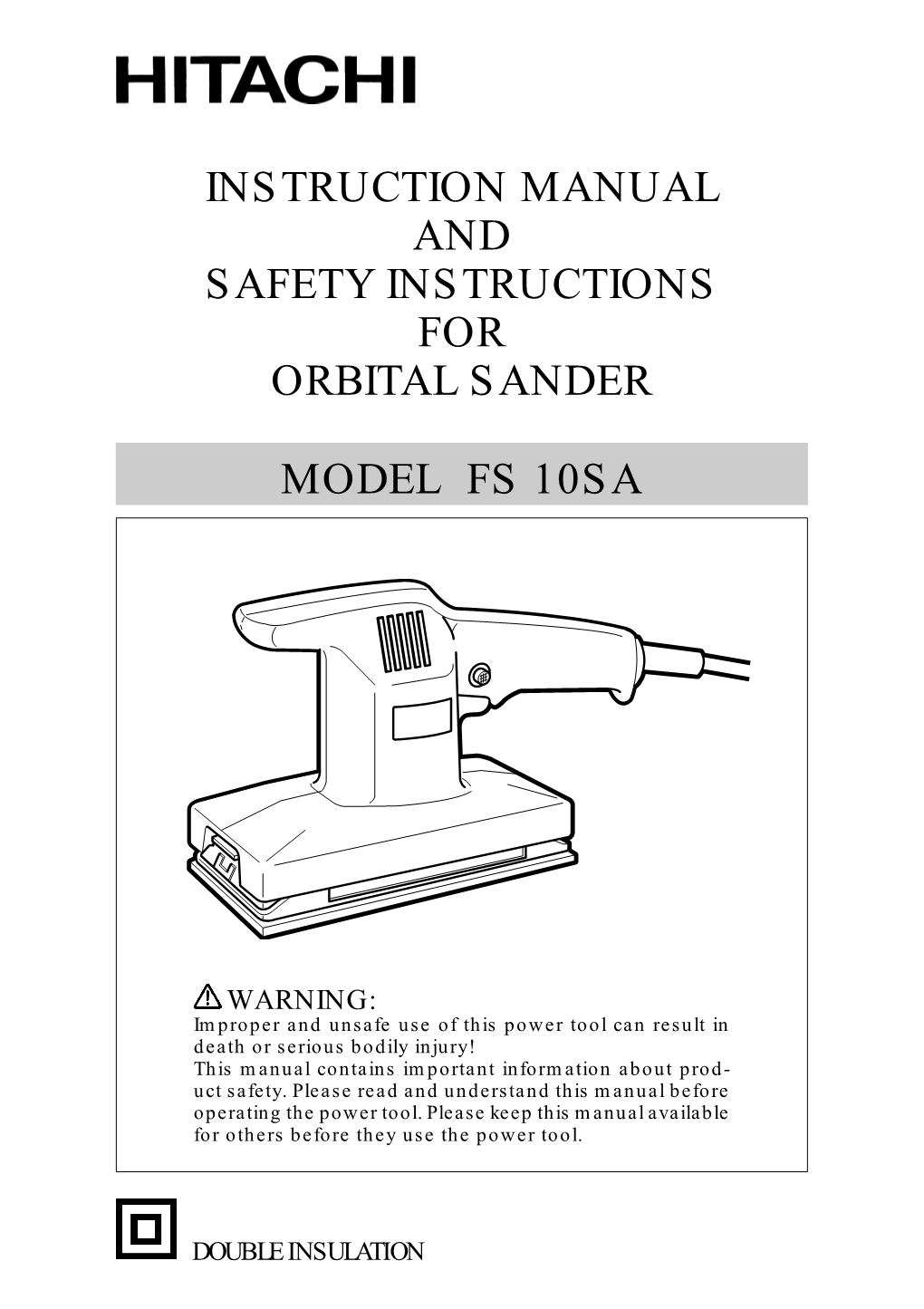 Instruction Manual and Safety Instructions for Orbital Sander