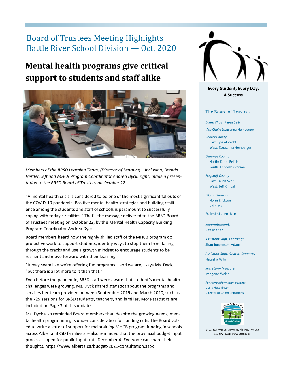 Mental Health Programs Give Critical Support to Students and Staff Alike Every Student, Every Day, a Success