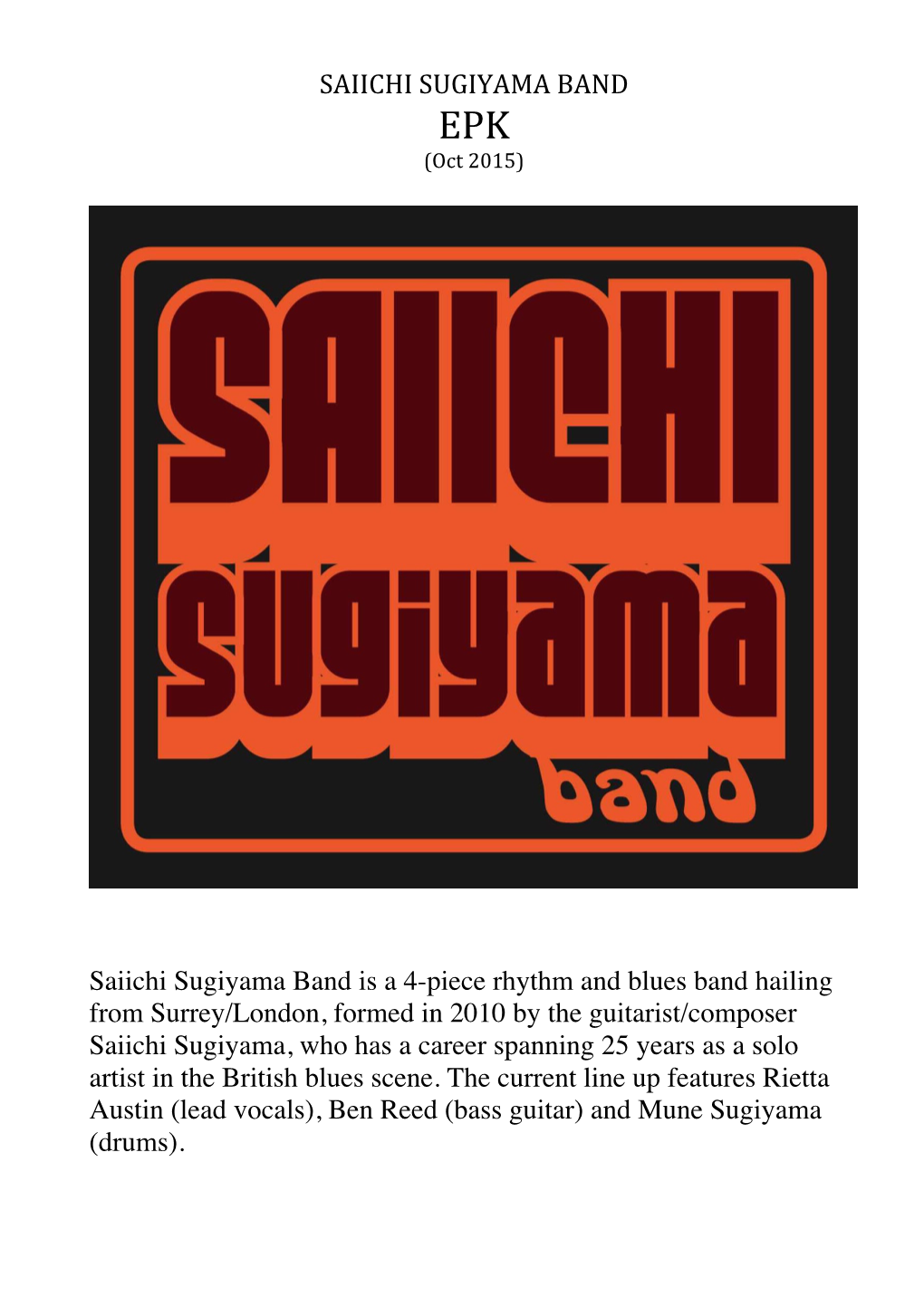 SAIICHI SUGIYAMA BAND EPK (Oct 2015)