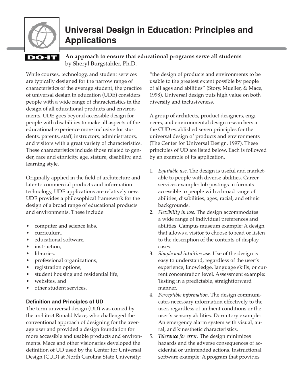 Universal Design in Education: Principles and Applications