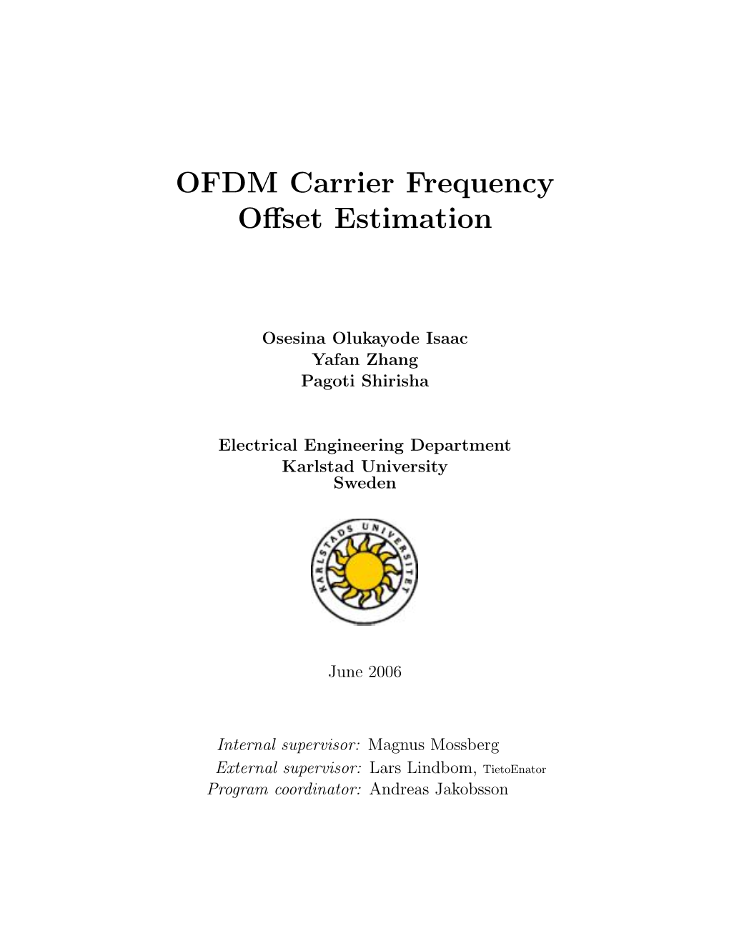 OFDM Carrier Frequency Offset Estimation