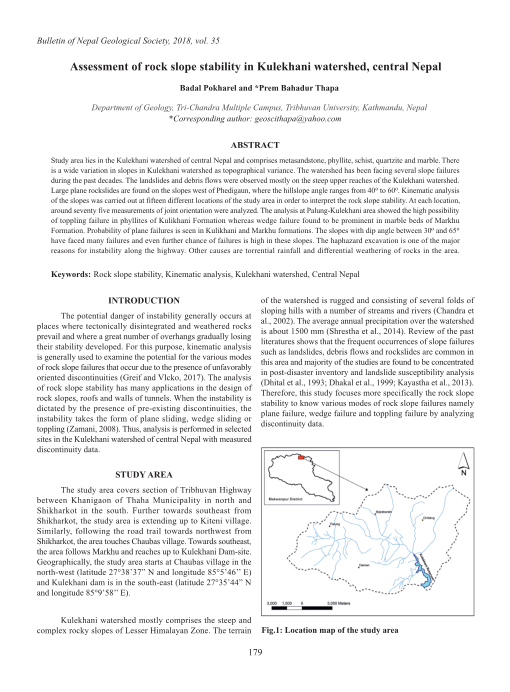 Assessment of Rock Slope Stability in Kulekhani Watershed, Central Nepal