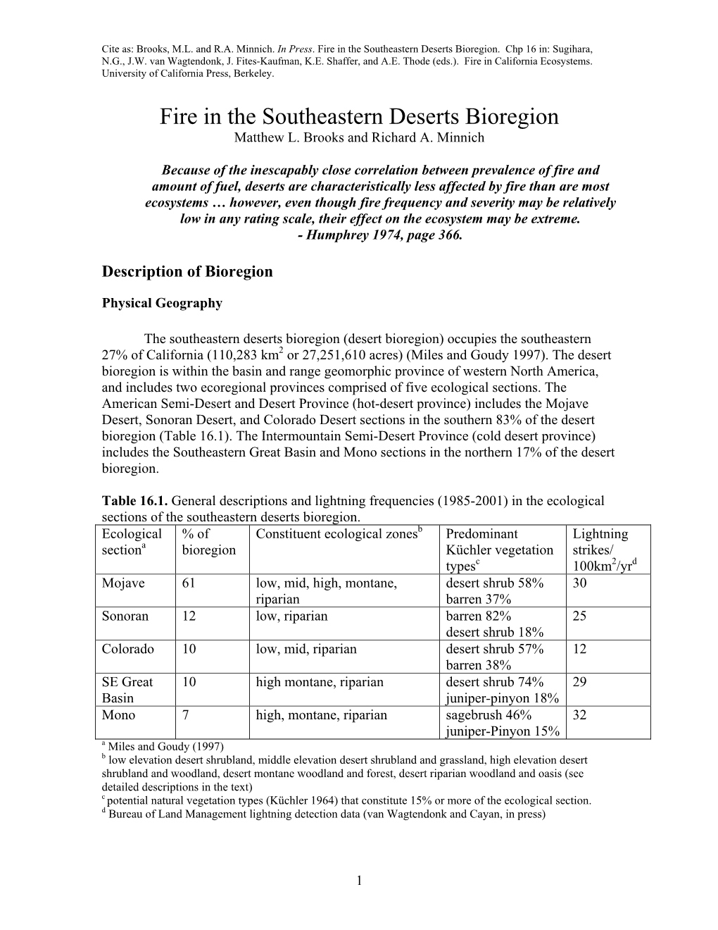 Fire in the Southeastern Deserts Bioregion