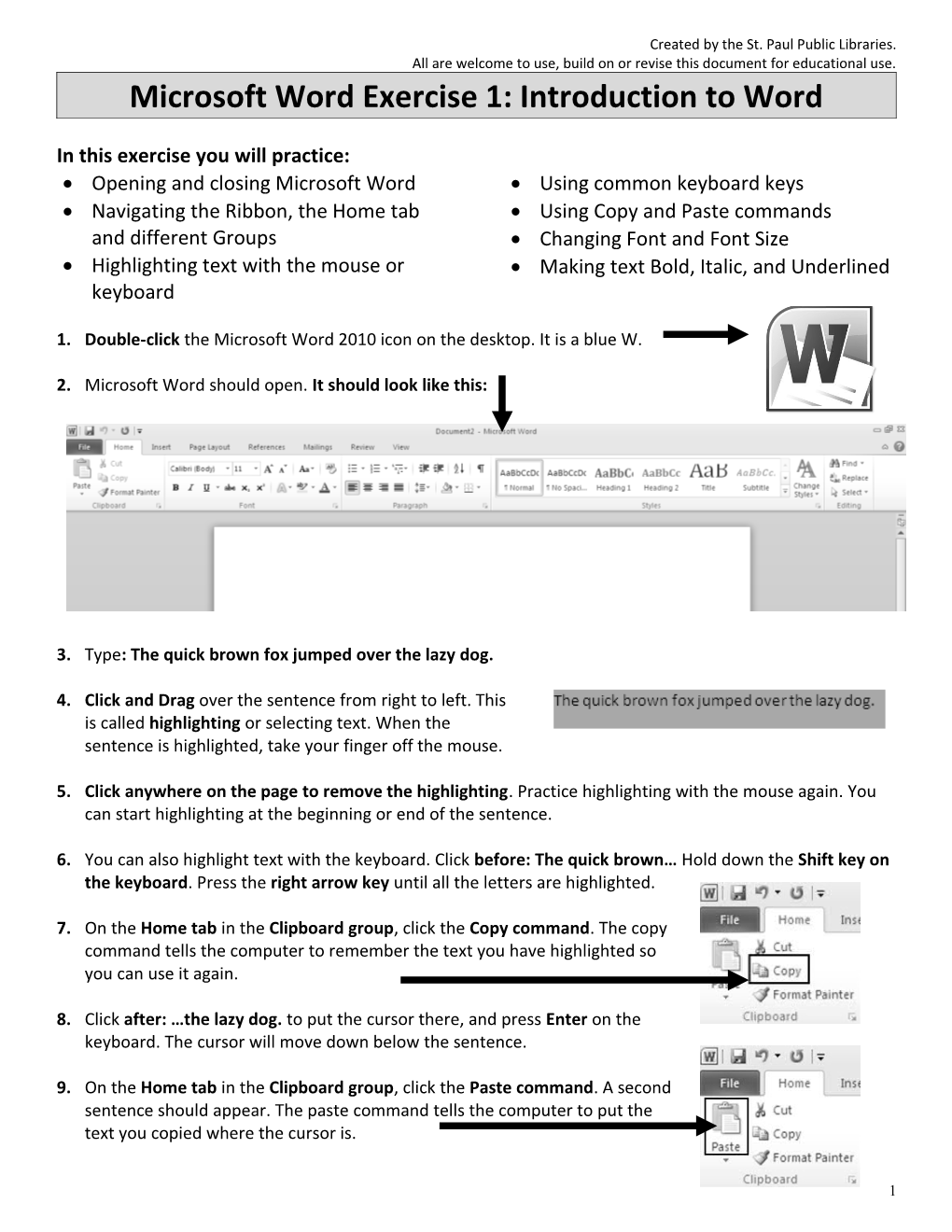 Microsoft Word Exercise