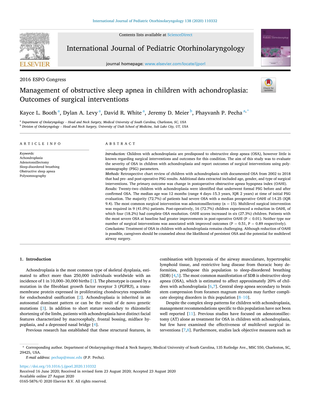 Outcomes of Surgical Interventions