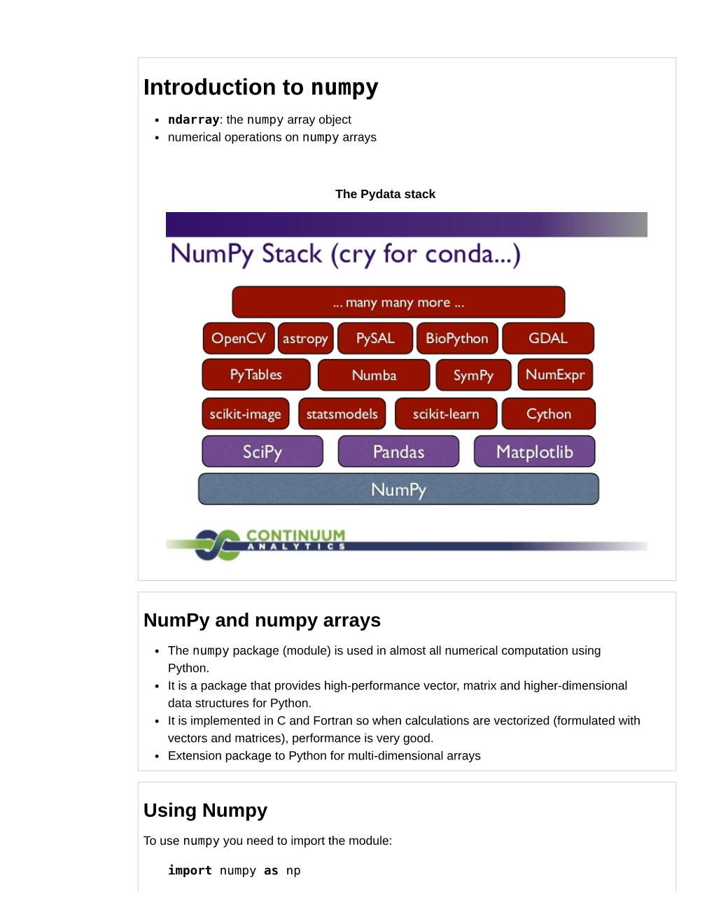 Introduction to Numpy