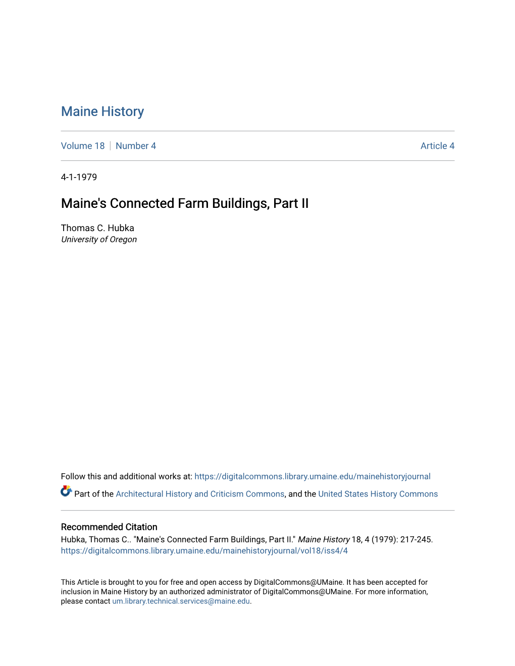 Maine's Connected Farm Buildings, Part II