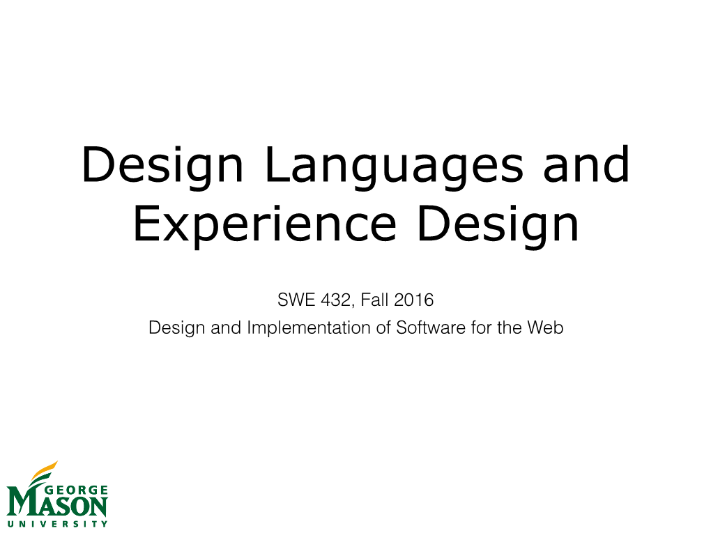 Design Languages and Experience Design