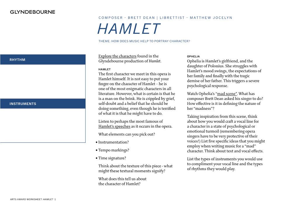 Hamlet Theme: How Does Music Help to Portray Character?