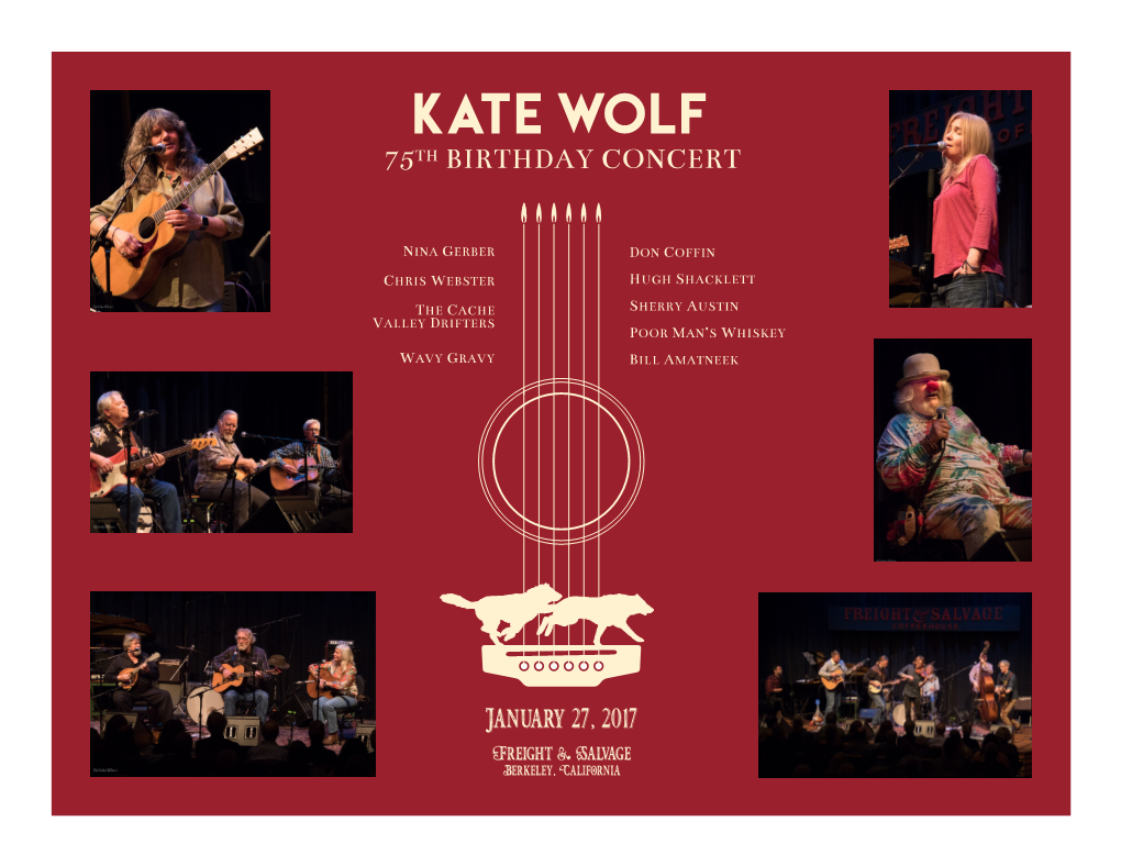 Kate Wolf 75Th Birthday Concert Program