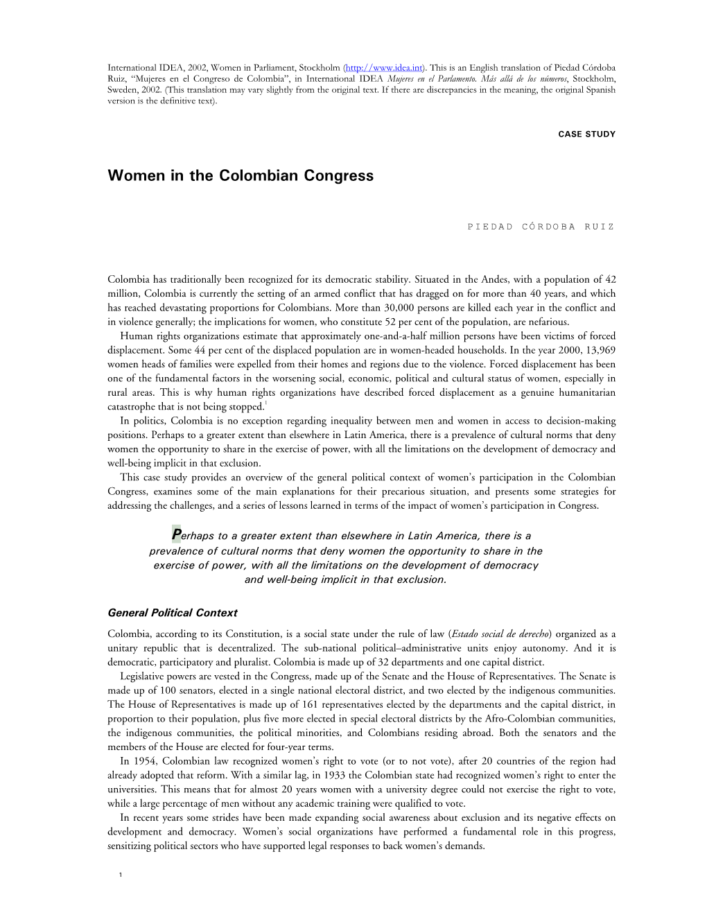 Women in the Colombian Congress