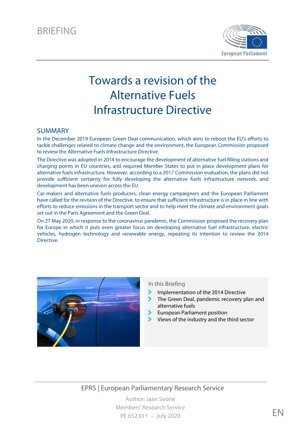 Towards a Revision of the Alternative Fuels Infrastructure Directive