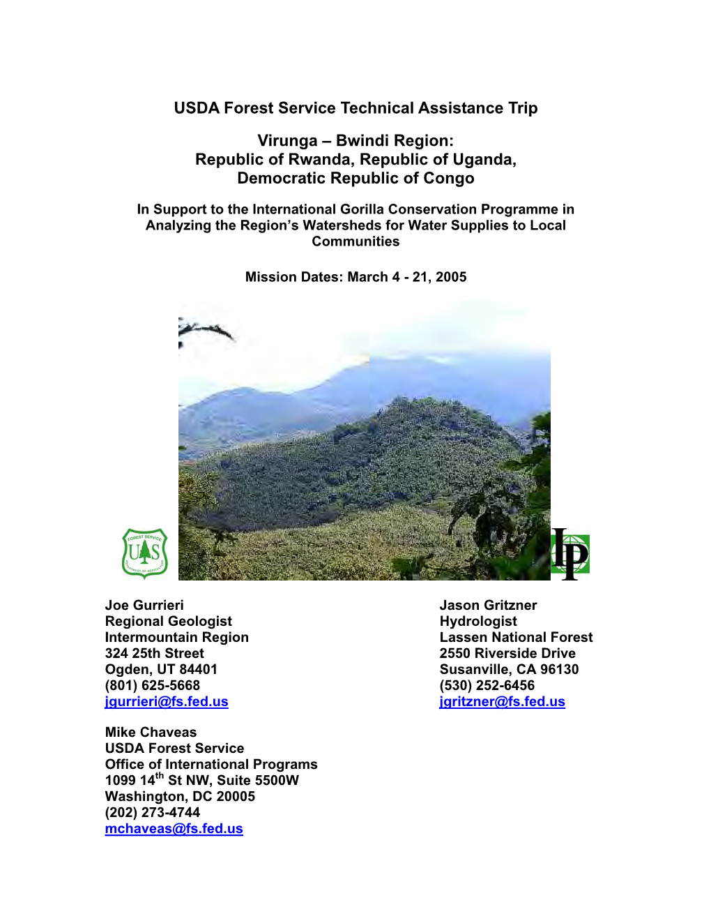 USDA Forest Service Technical Assistance Trip Virunga