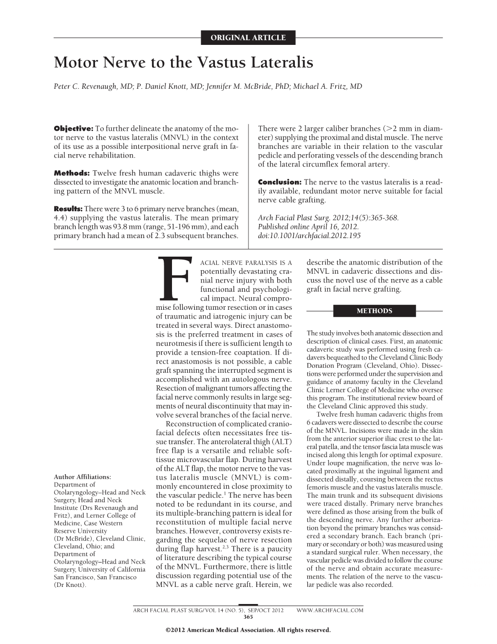 Motor Nerve to the Vastus Lateralis