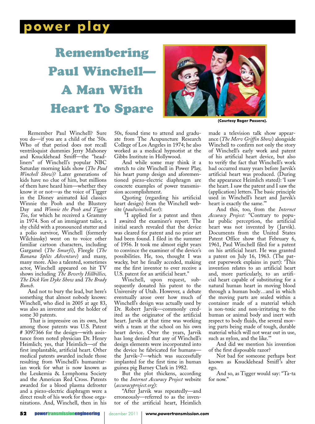 Remembering Paul Winchell— a Man with Heart to Spare (Courtesy Roger Passero)