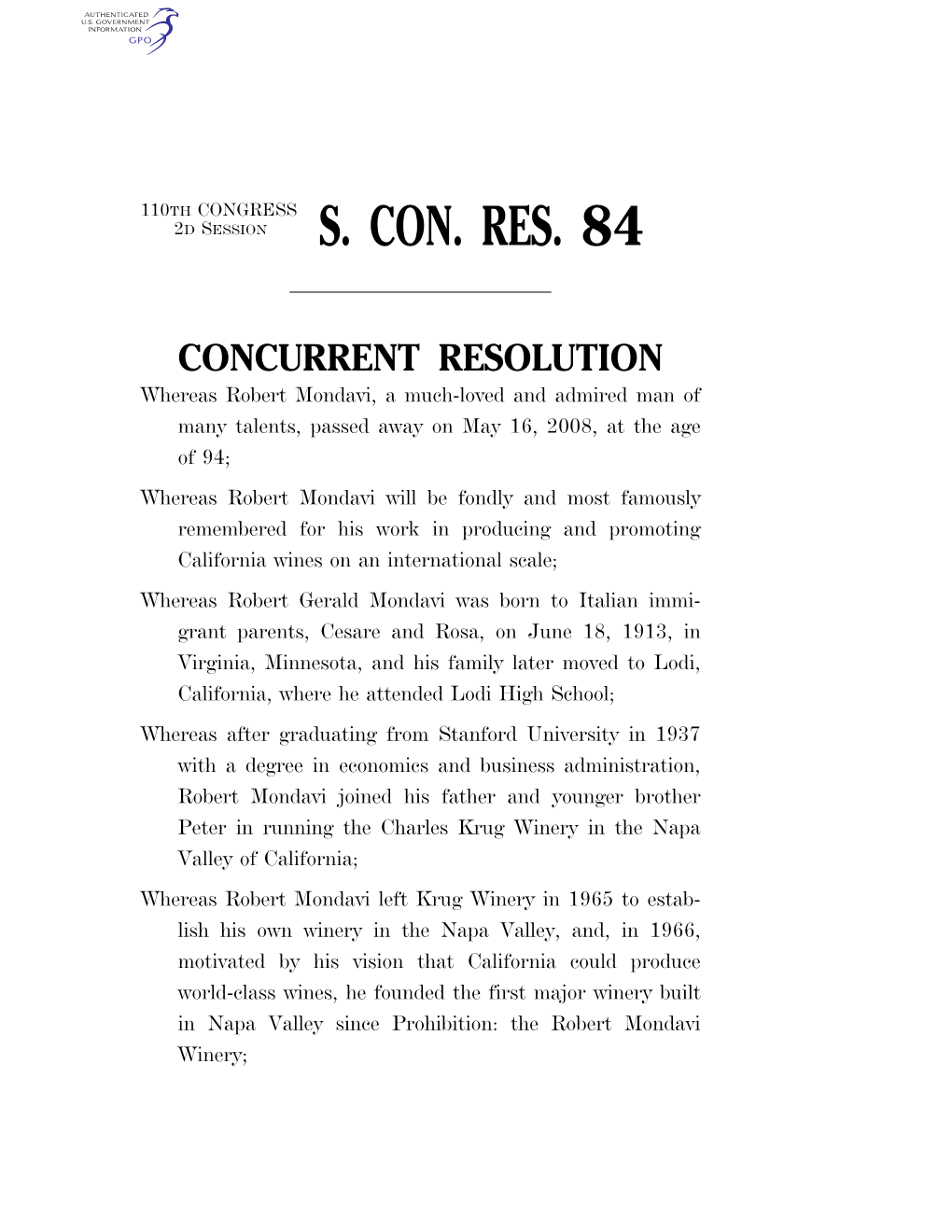 S. Con. Res. 84