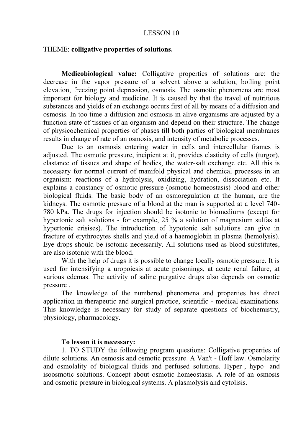 Colligative Properties of Solutions