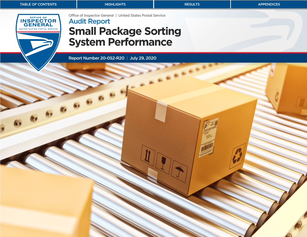 Small Package Sorting System Performance, Report Number 20-052-R20