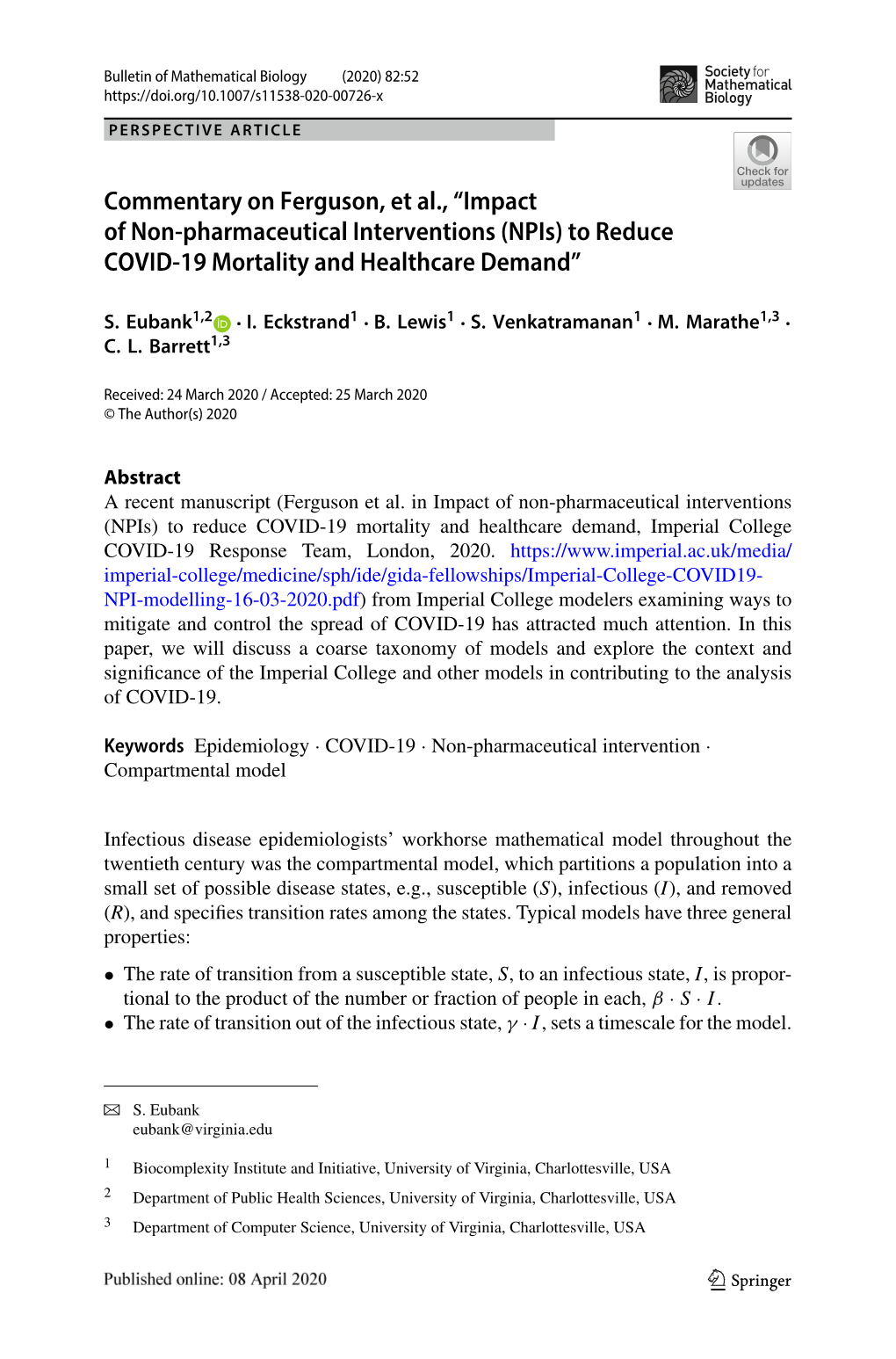 Commentary on Ferguson, Et Al., “Impact of Non-Pharmaceutical Interventions (Npis) to Reduce COVID-19 Mortality and Healthcare Demand”