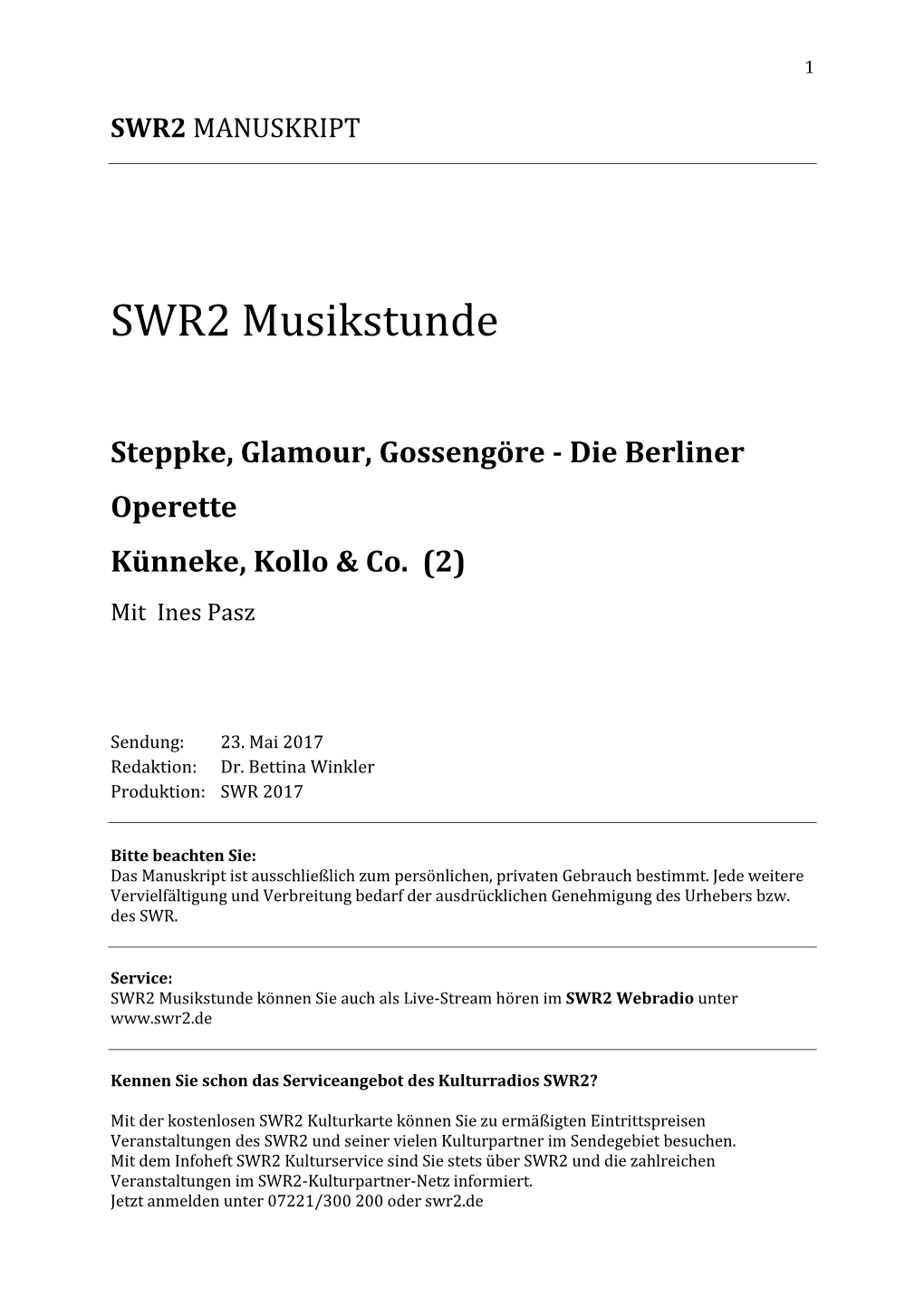 SWR2 Musikstunde