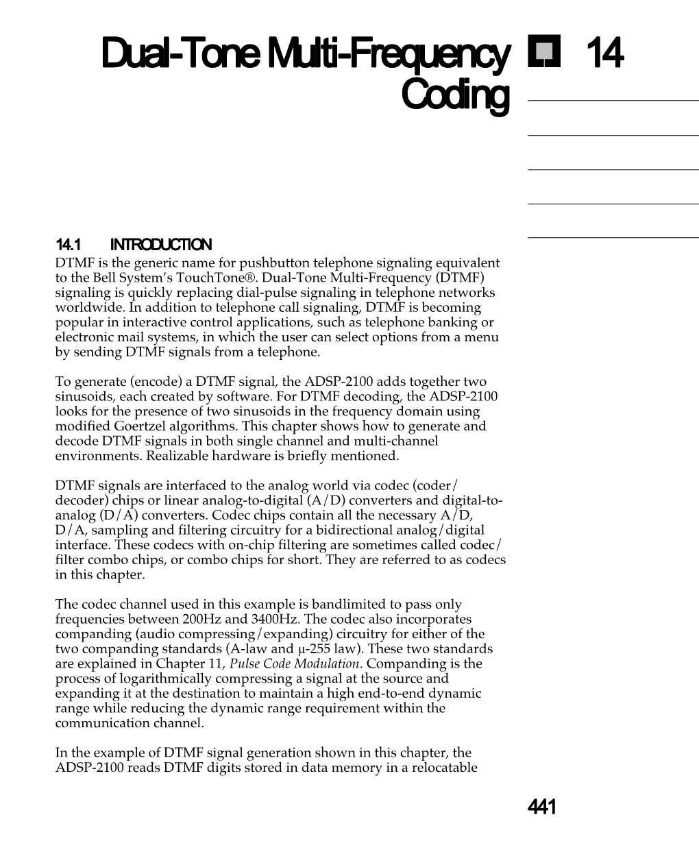 Dual-Tone Multi-Frequency Coding 14