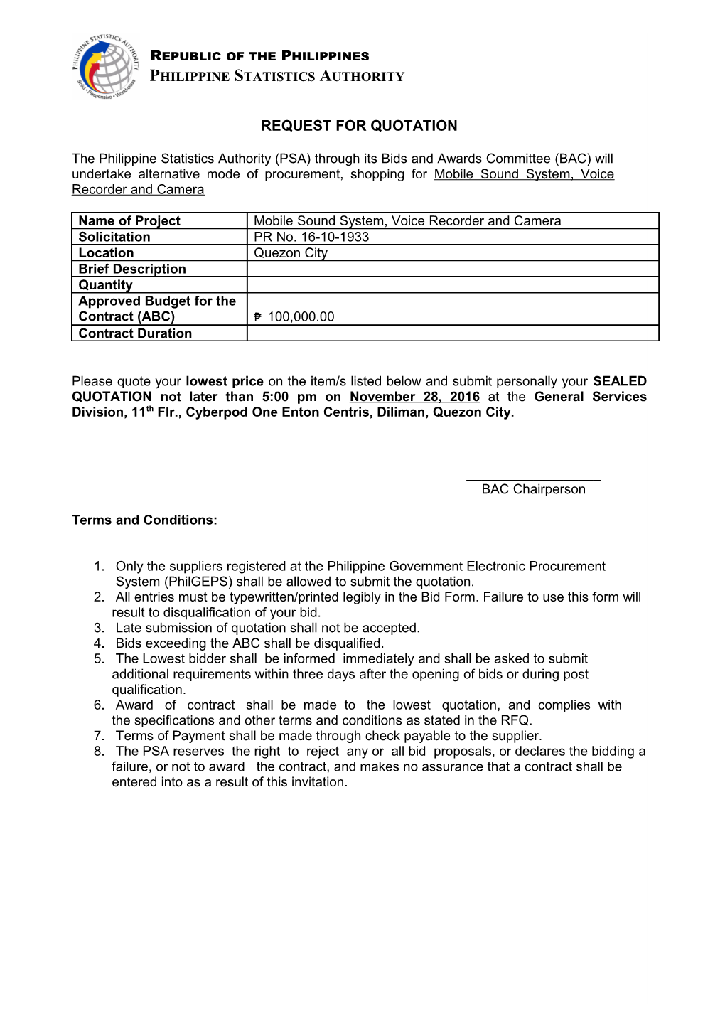 Request for Quotation s21