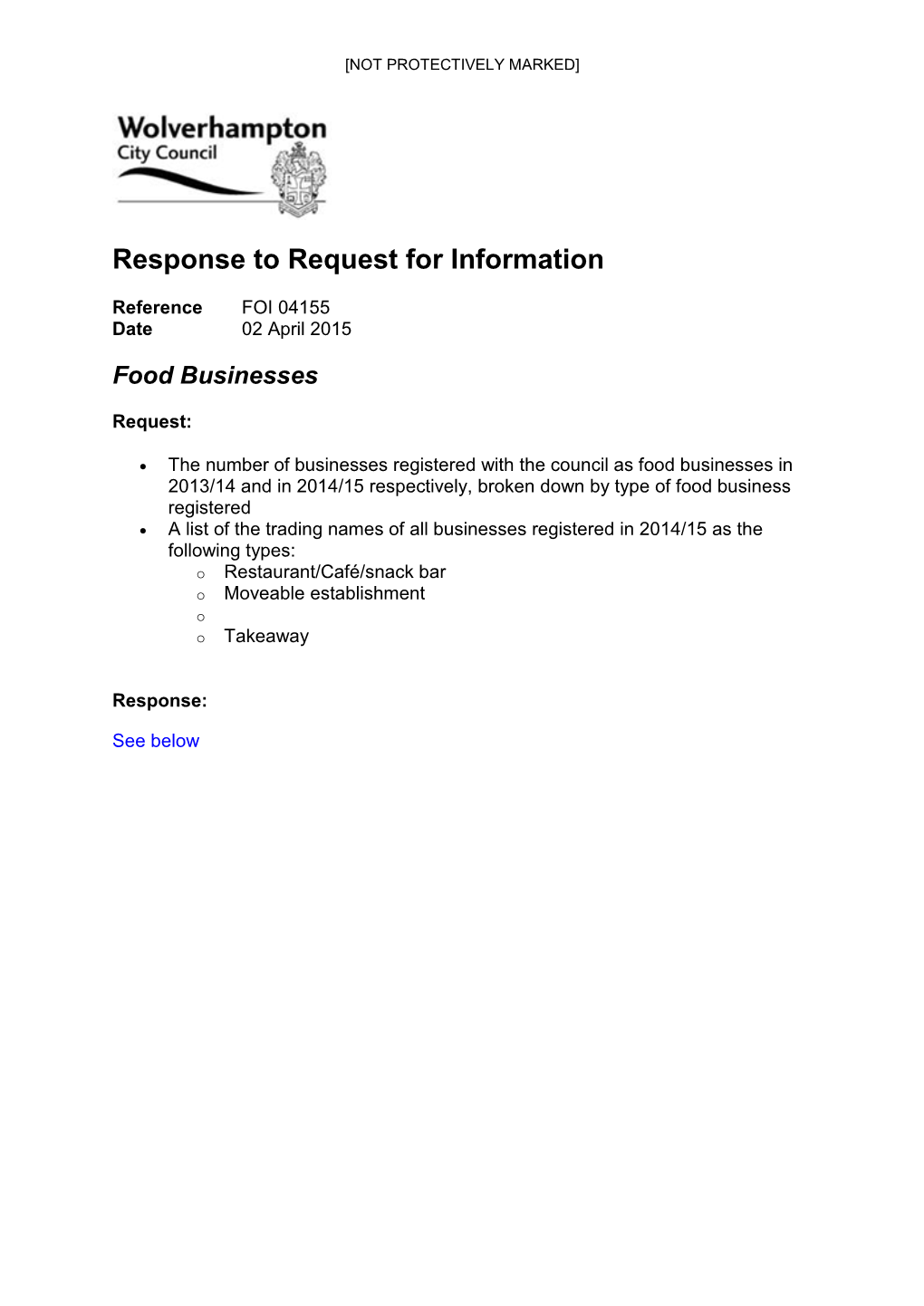 Response to Request for Information