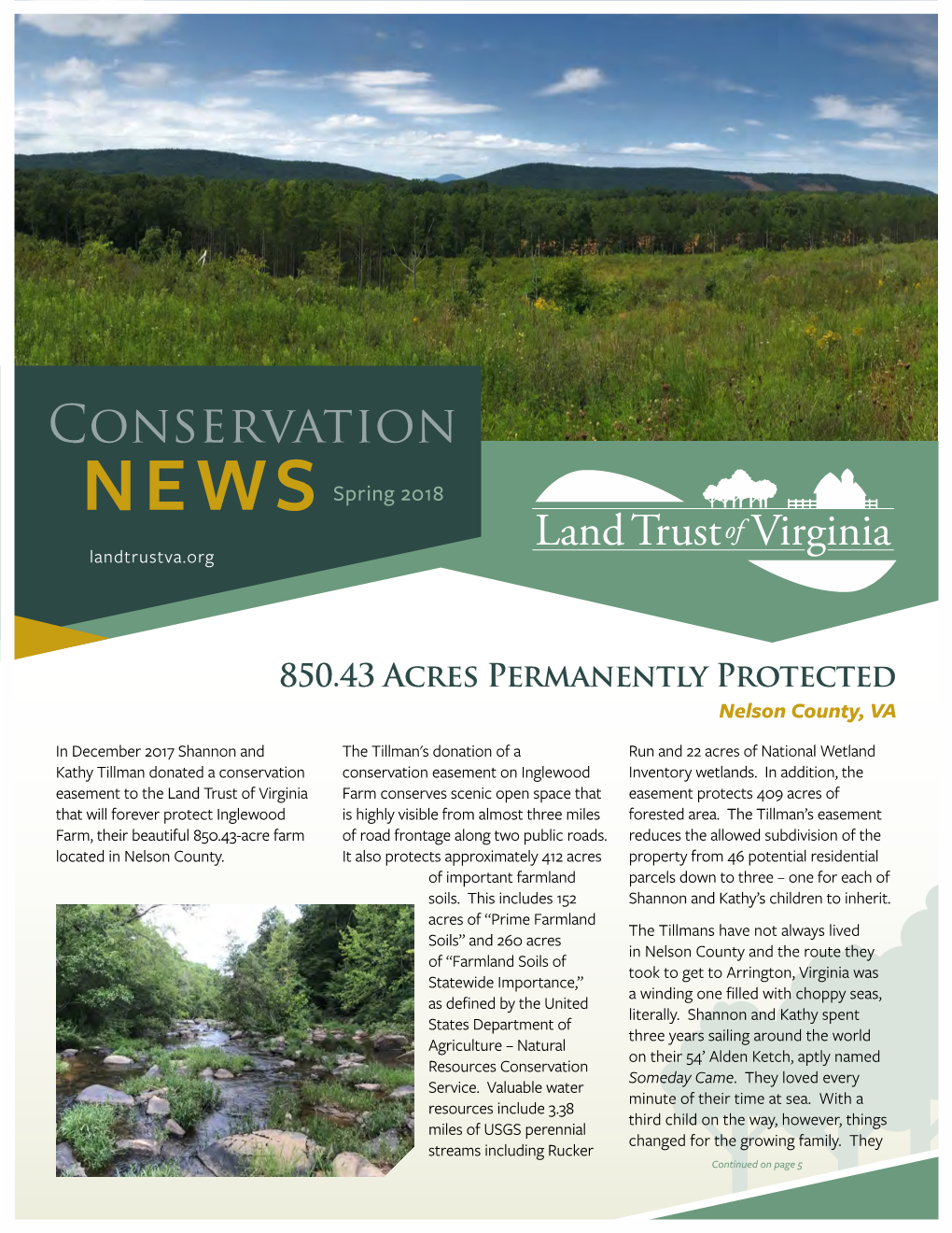 Conservation NEWS Spring 2018 Landtrustva.Org