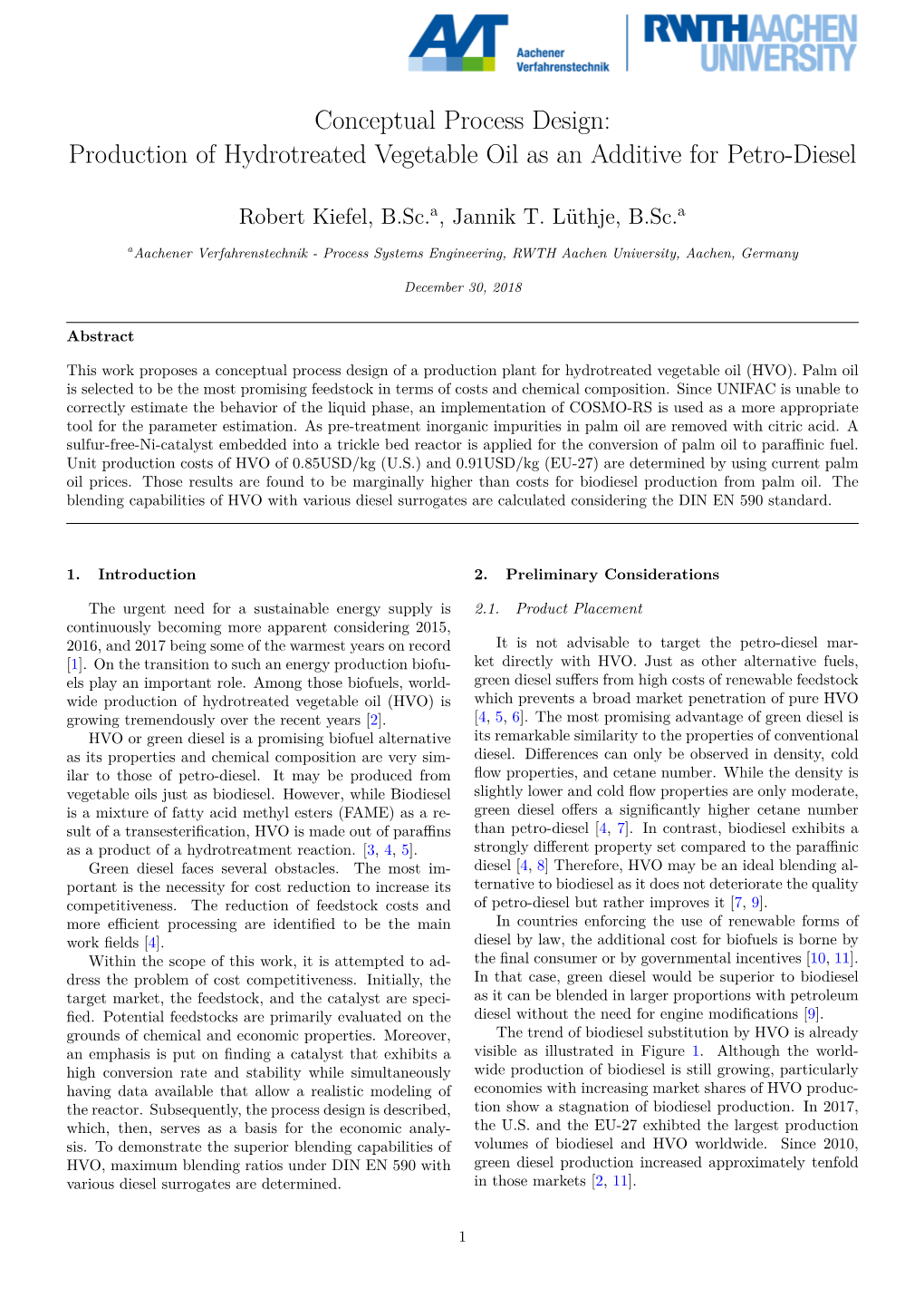 Production of Hydrotreated Vegetable Oil As an Additive for Petro-Diesel